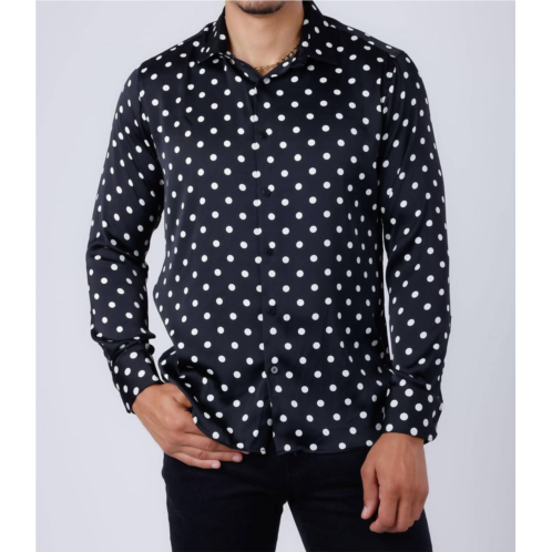 BARABAS delhi polka dots long sleeve shirt in black