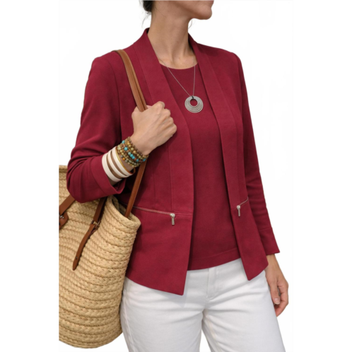 J torino zip ribbed cardigan in sangria