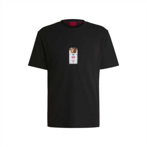 HUGO cotton-jersey t-shirt with cigarette-packet print