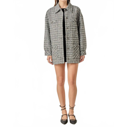 English Factory nora tweed shacket in black