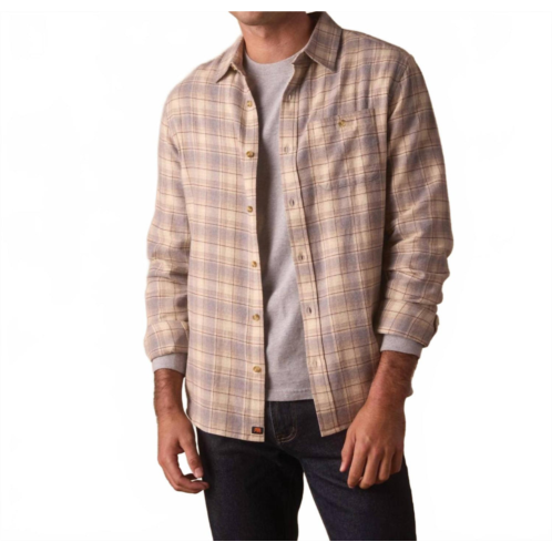 The Normal Brand hudson double brushed flannel shirt in cream plaid