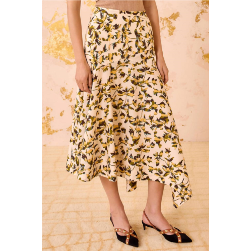 Ulla Johnson annika high waist asymmetrical midi skirt in lucent