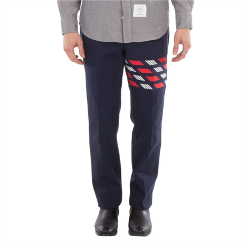 Thom Browne mens blue cotton 4-bar chino trouser