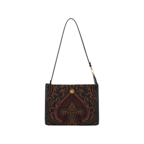 ETRO intricate paisley pattern pouch with gold hardware
