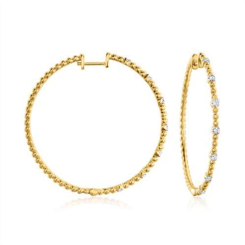 Ross-Simons diamond station beaded hoop earrings in 18kt gold over sterling