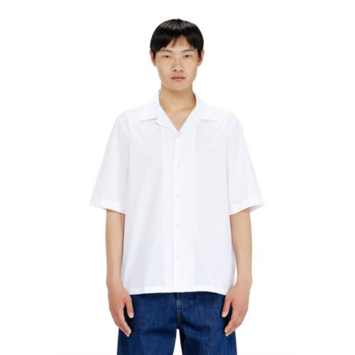 Diesel stretch poplin shirt with oval d embroidery