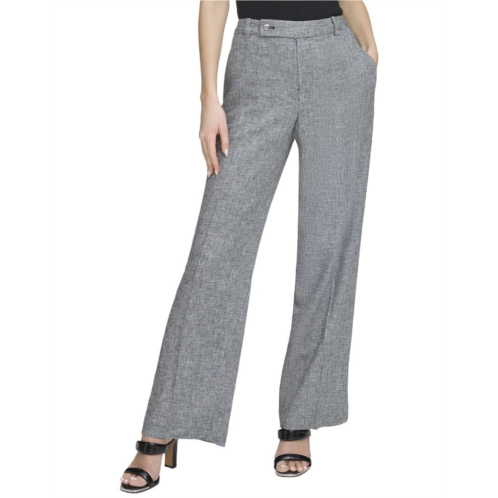 DKNY mini windowpane linen-blend trouser