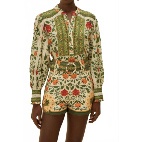 FARM RIO sand garden tapestry shorts in green