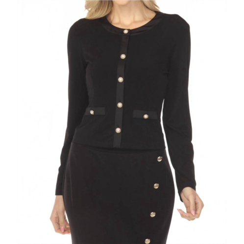 Joseph Ribkoff satin trim button front cardigan in black
