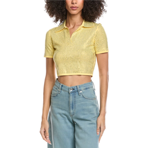 Sandro rhinestone crop polo shirt