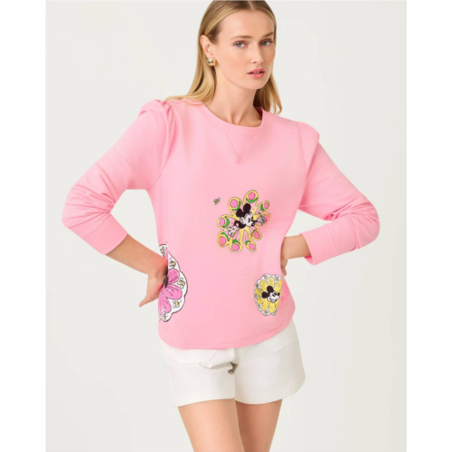 Lilly Pulitzer elmaria puff sleeve sweatshirt in conch shell pink throwback disney graphic