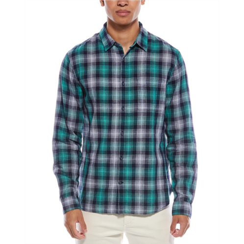 Vince del mar plaid linen-blend shirt