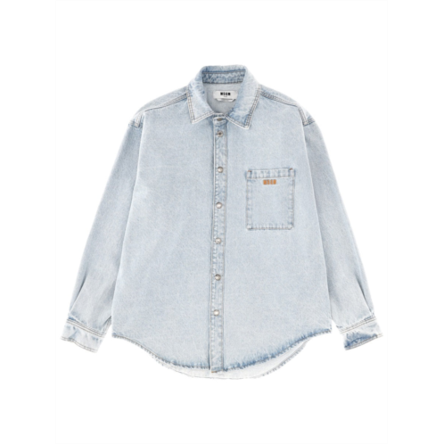 MSGM embroidered logo denim shirt