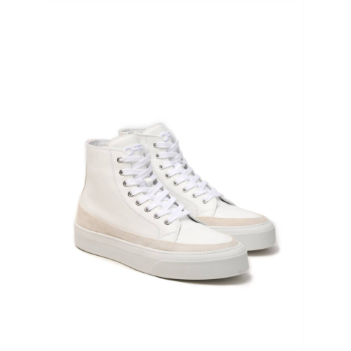 ON THIS DAY womens hi top derby suede and leather sneaker in white