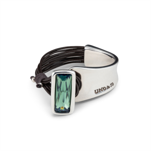 UNOde50 emerald leather contrast bracelet