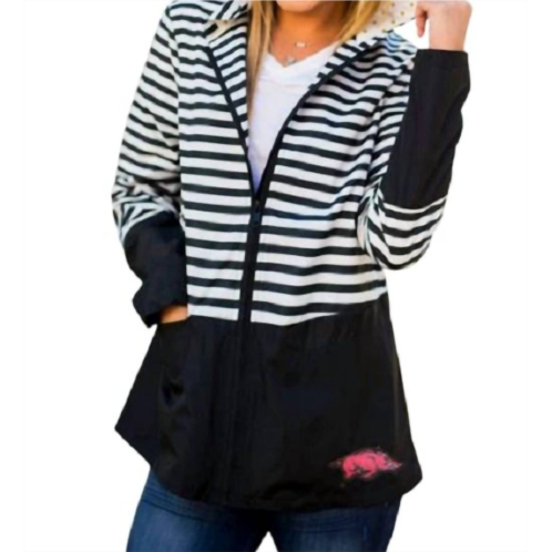 Gameday Couture university of arkansas striped jacket in black & white