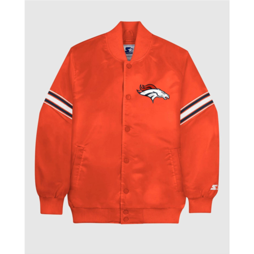 Starter mens denver broncos satin full-snap jacket in orange