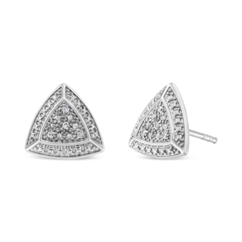 Haus of Brilliance .925 sterling silver diamond-accented trillion shaped 4-stone halo-style stud earrings