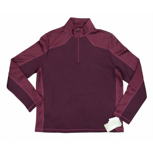 PGA TOUR mens thermal stretch textured 1/4 zip golf pullover in fig caviar htr