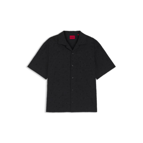 HUGO oversize-fit shirt in broderie-anglaise cotton