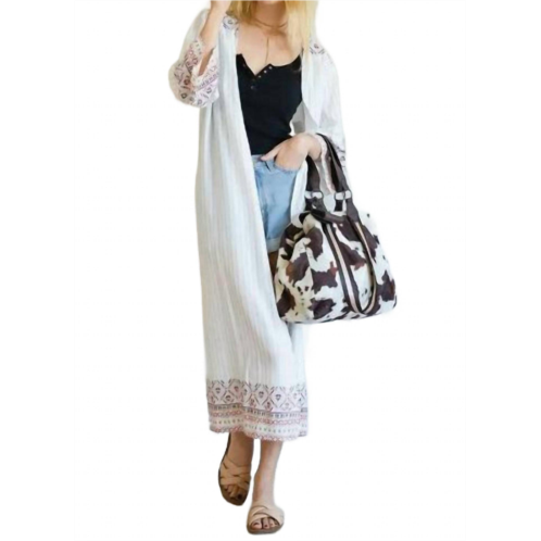 Jen & Co. tribal print kimono in white