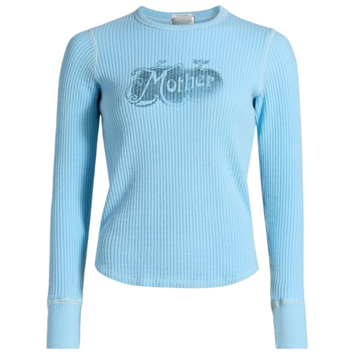 MOTHER womens itty bitty goodie goodie thermal pullover faded