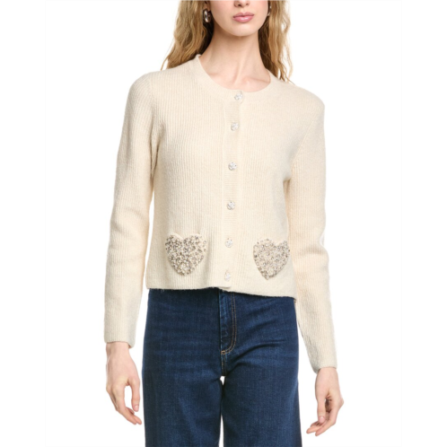 CeCe rhinestone heart pocket cardigan