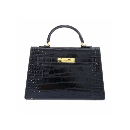 Adornia black mini handle bag with gold hardware
