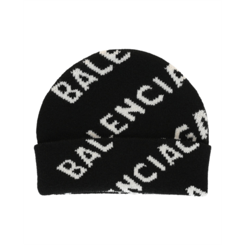Balenciaga allover logo knit beanie