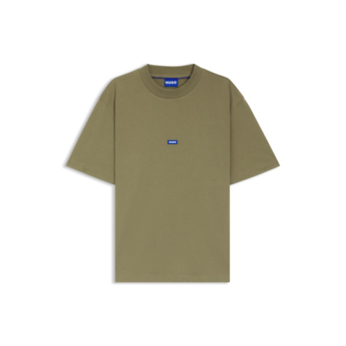 HUGO regular-fit cotton-jersey t-shirt with blue logo patch