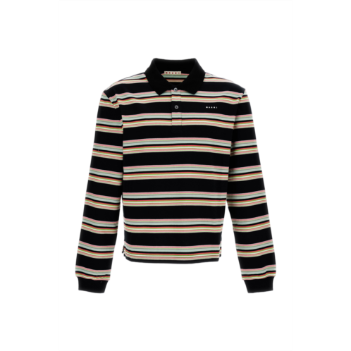 MARNI striped long-sleeve cotton polo shirt