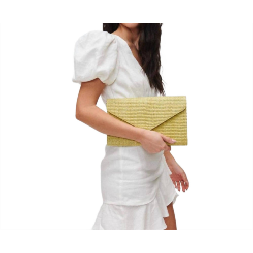 Urban Expressions trista straw clutch woven chain crossbody in sage