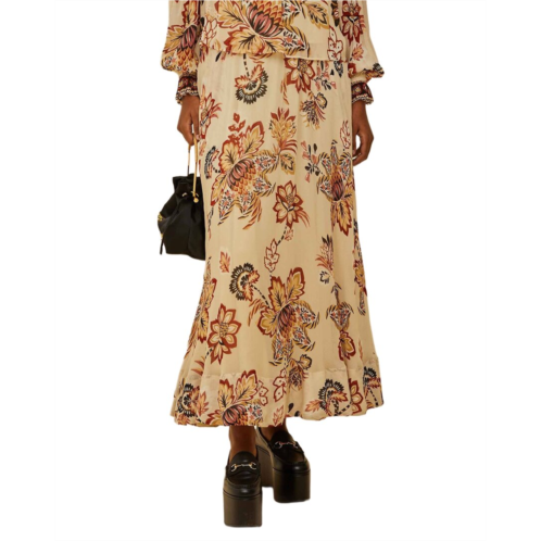 FARM Rio aura floral sand midi skirt