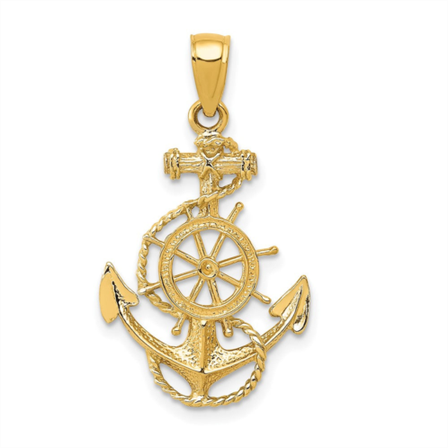 Diamond2Deal 10k yellow gold anchor wheel pendant