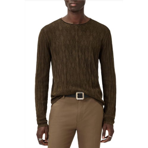 John Varvatos brycen long sleeve crew neck tee in teakwood