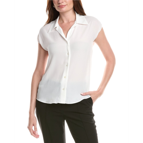 T Tahari camp collar blouse