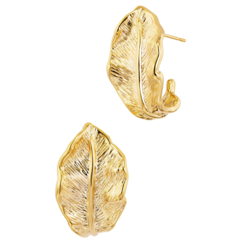 SAVVY CIE JEWELS gold plated curled leaf stud earring