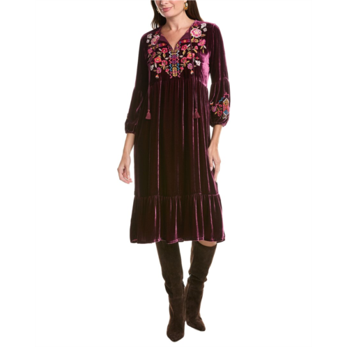 johnny was petite velvet bishop sleeve silk-blend maxi dress