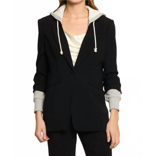 Cinq a sept hooded khloe blazer in black heather grey