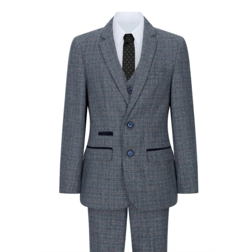 Oliver Tweed boys 3 piece blue Tweed check vintage retro suit