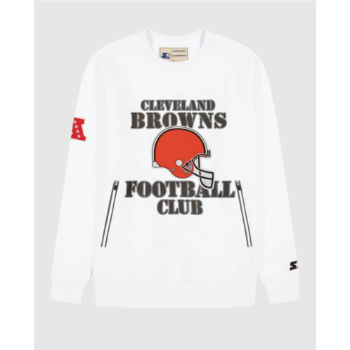 Starter mens cleveland browns crew neck sweatshirt with zip pockets in white