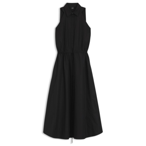 BOSS drawcord-waist dress in cotton poplin