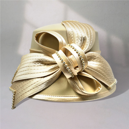 FASHNZFAB rhinestone bow accent elegant dressy hat