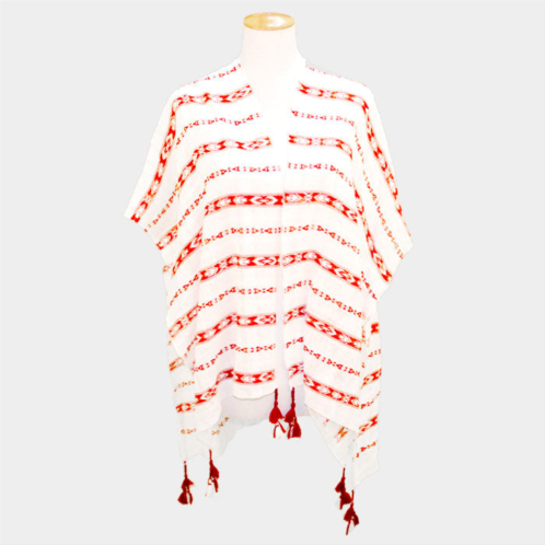 TRUEDAMES aztec pattern tassel poncho
