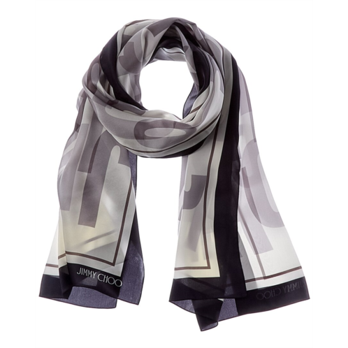 Jimmy Choo logo silk scarf