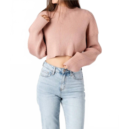 MABLE ribbed crop sweater in dusty rose