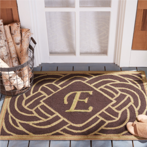 Safavieh monogram hand made area rug chocolate novelty style non-shedding