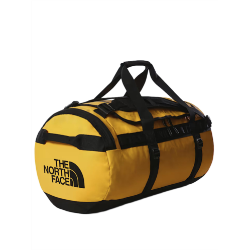 THE NORTH FACE cylindrical yellow duffel bag with black accents