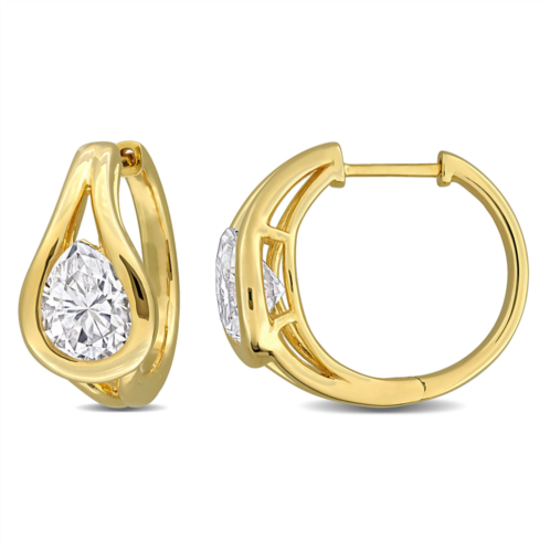 Mimi & Max 4ct dew created moissanite hoop earrings in yellow plated sterling silver