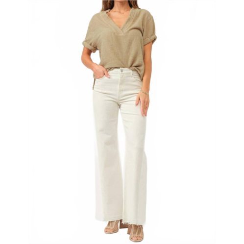 DEAR JOHN DENIM fiona novelty wide leg jeans in wheat and white